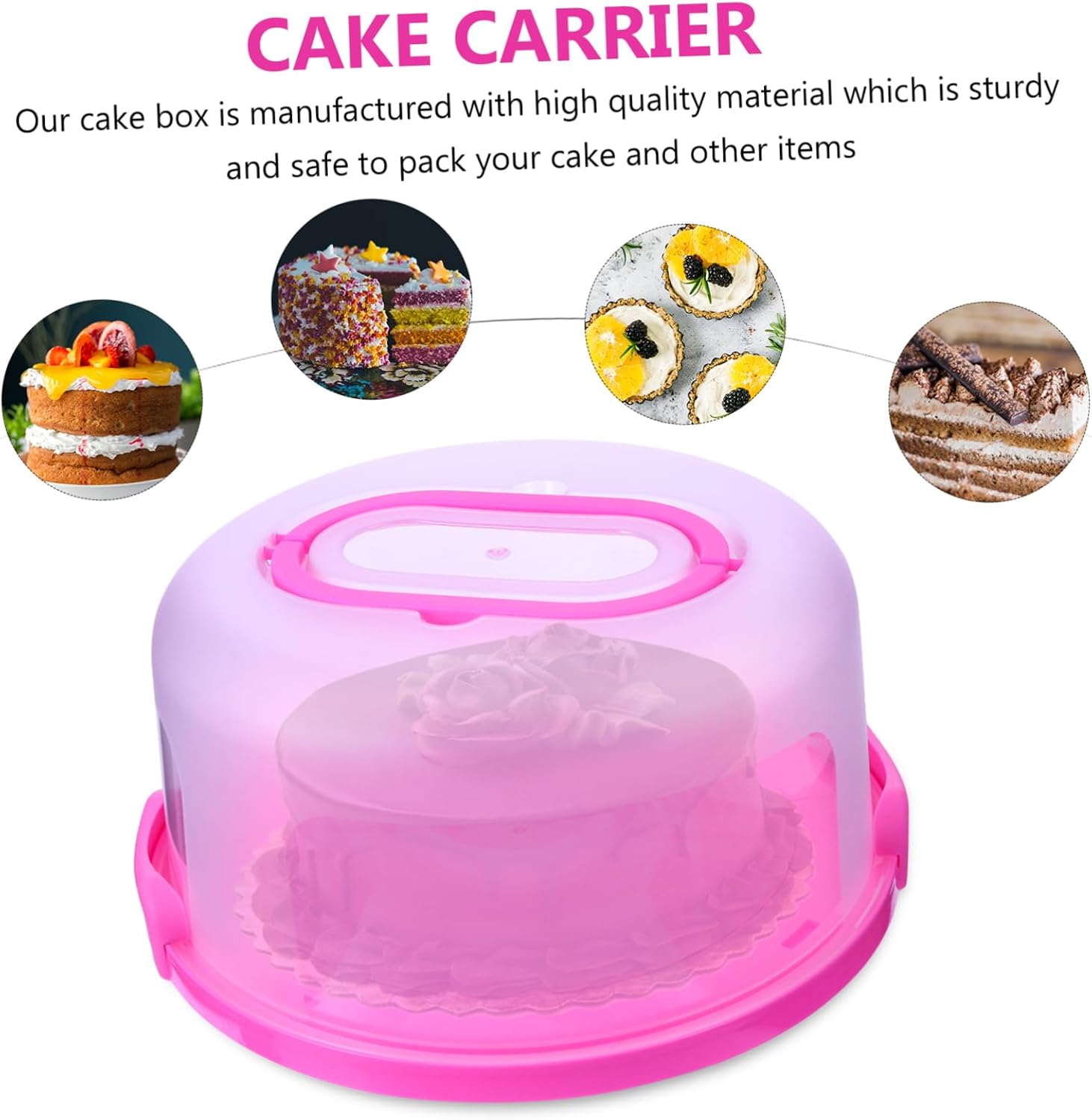 Sealable Cake Carrier with Locking Lid Sturdy Lightweight Compact Cake Holder for Transporting Pastries for Travel