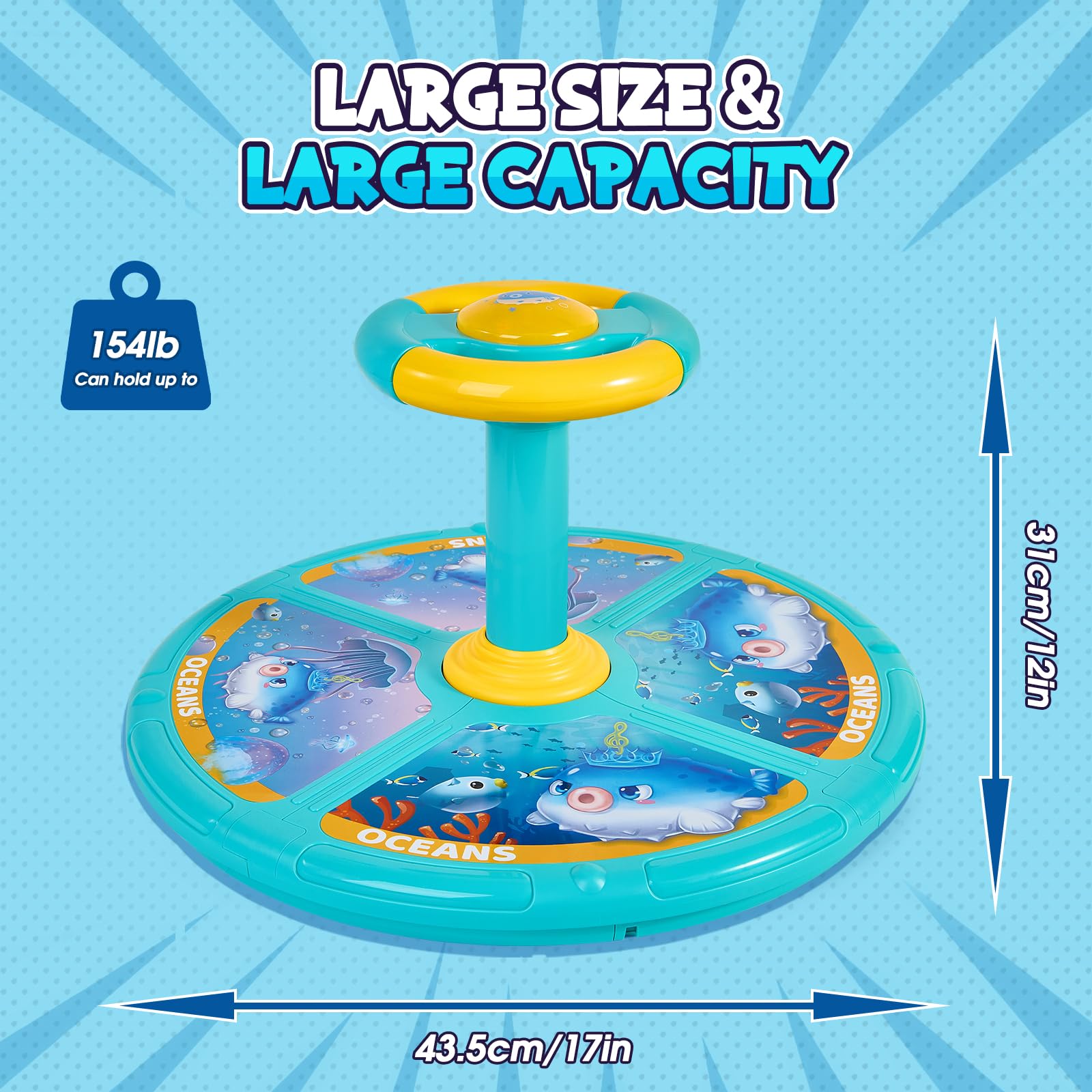 Sit and Spin, regalo de cumpleaños de Navidad, juguete para sentarse y girar para niños de 3 a 4 años, juguetes giratorios sensoriales interactivos oceánicos de 360° para edades de 2 a 10 7