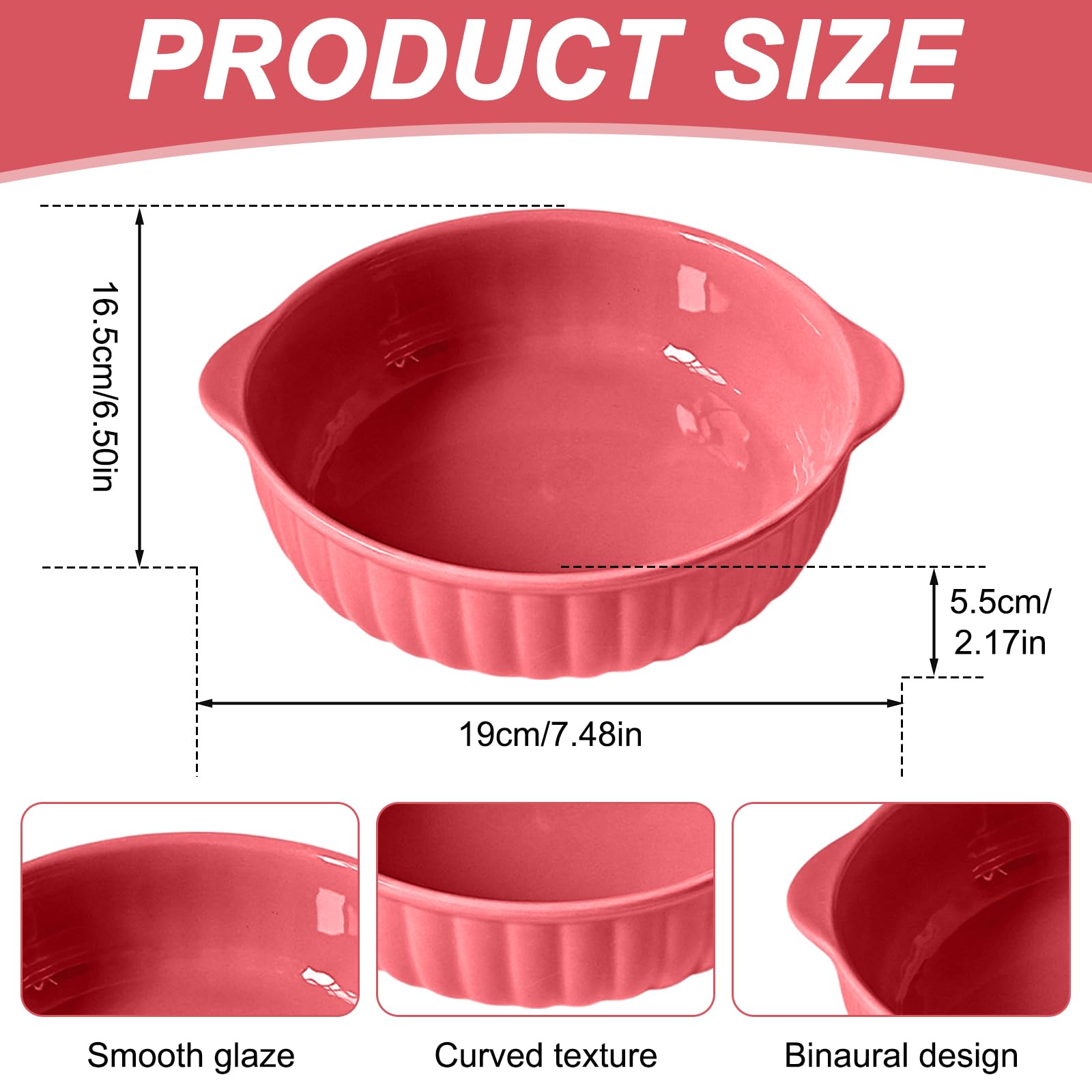 Ceramiczne naczynie do zapiekanek, 700 ml, okrągłe, z uchwytami, do lasagne, mięsa, warzyw, do frytkownicy na gorące powietrze, piekarnika, kuchenki mikrofalowej