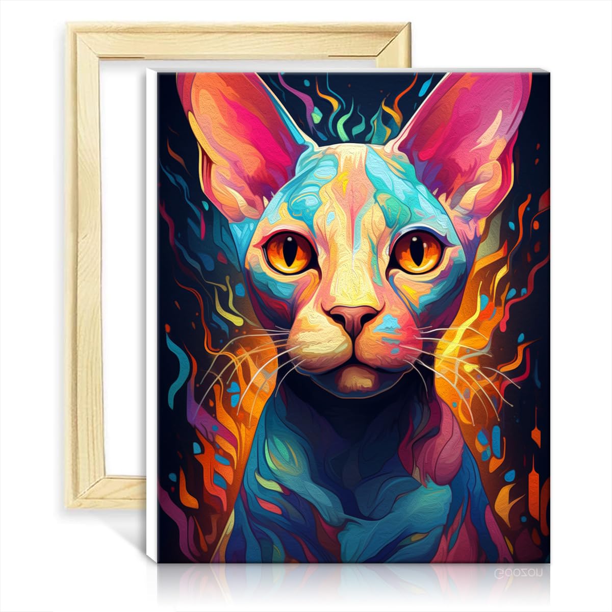 TANGFEIY on Canvas Wall Art Paint by Numbers Sphinx cat DIY Digital Oil Painting Kits on Canvas with Brushes and Acrylic Pigment Painting Art Crafts NO Frame(50x65cm)
