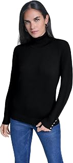 Nautica Women's Long Sleeve Solid Turtleneck Cotton Sweater