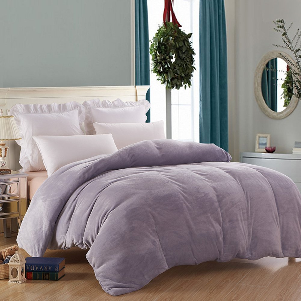 GAJDGUYQWVQ Coral Velvet Duvet Cover Single Autumn and Winter Duplex with Woolen Thickening Quilt Cover Individual Quilt Sets-T 180x200cm(71x79inch)