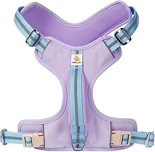 BELLA & PAL Dog Harness for Medium Dogs No Pull, No Choke Front Clip Dog Reflective Clip Harness, Adjustable Soft Padded Pet Vest with Easy Control Handle for Medium Size Dog Training(Purple,M)