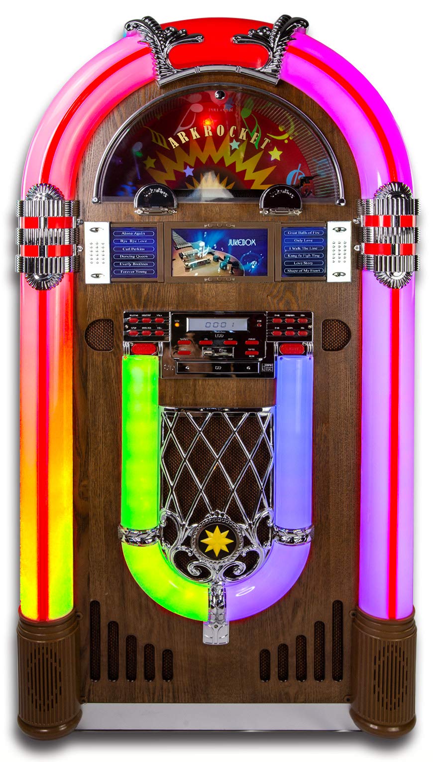 ARKROCKET Saturn V Jukebox Vinyl Record Player • USB • SD • AUX • AM/FM