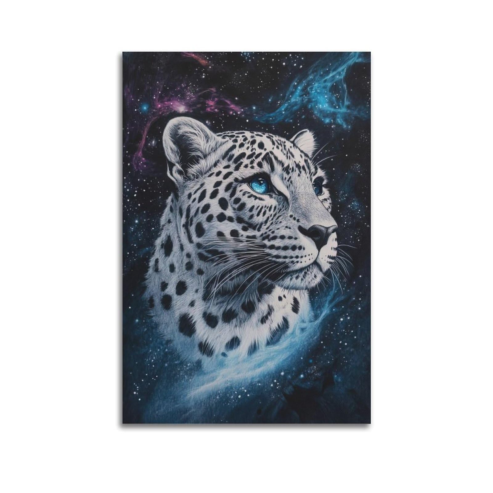 WZKTCL Animal Poster White Leopard in The Starry Sky Poster Decorative Painting Canvas Wall Posters And Art Picture Print Modern Family Bedroom Decor Posters 24x36inch(60x90cm)