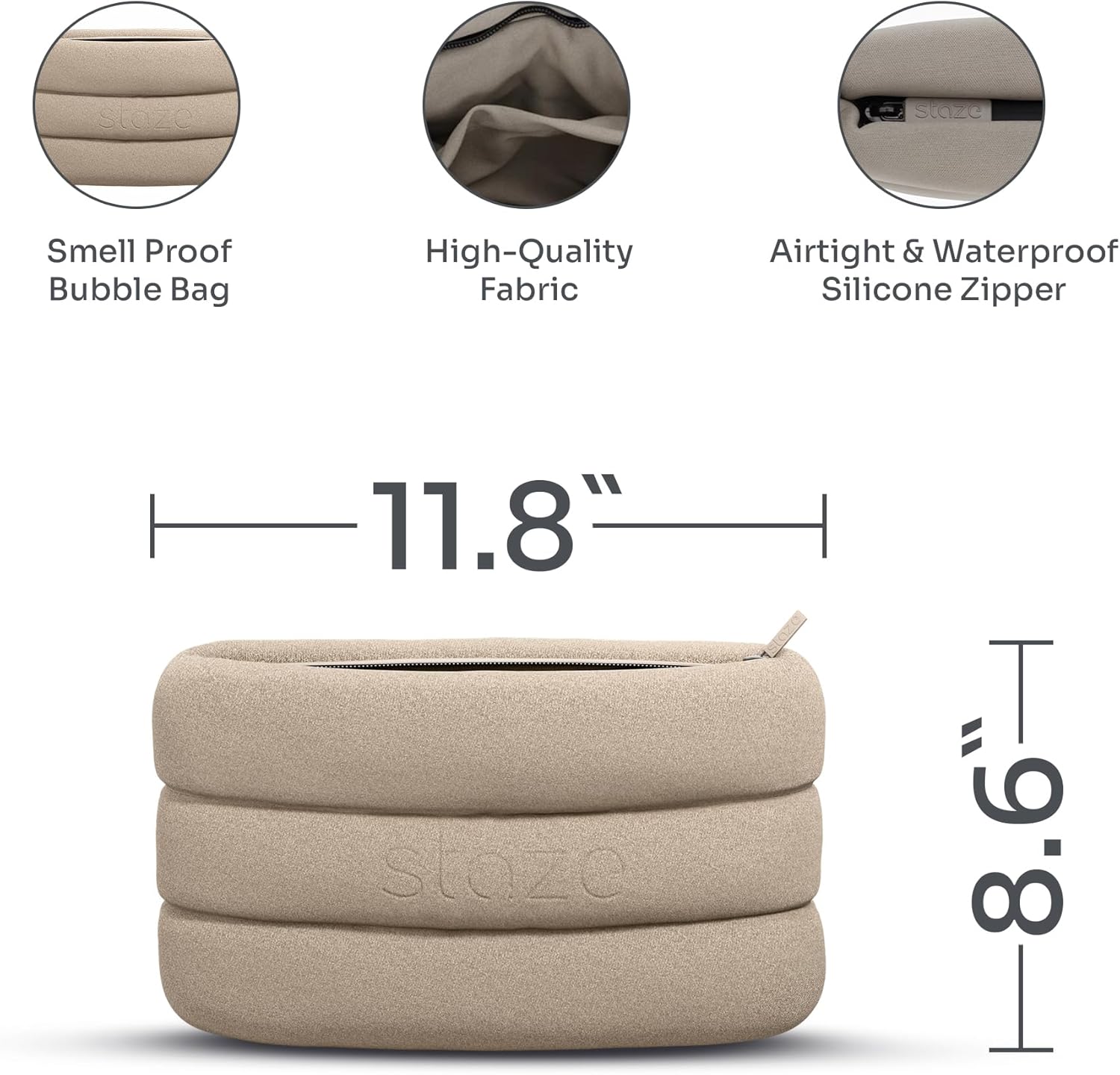 Staze Smell Proof Bag with Zipper Closure - Waterproof, Multipurpose Storage Pouch, Stylish Smell Proof Pouch for Travel, Storage & On the Go (Dune, 10.5” x 7”)