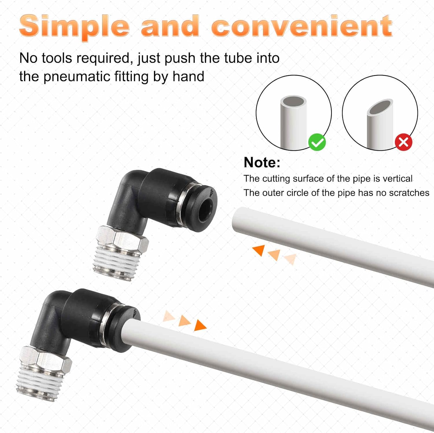 HARFINGTON 10pcs Push to Connect Tube Fitting 1/8" BSPT Male Thread x 6mm ID 90 Degree Pneumatic Quick Connect Air Fittings, Black