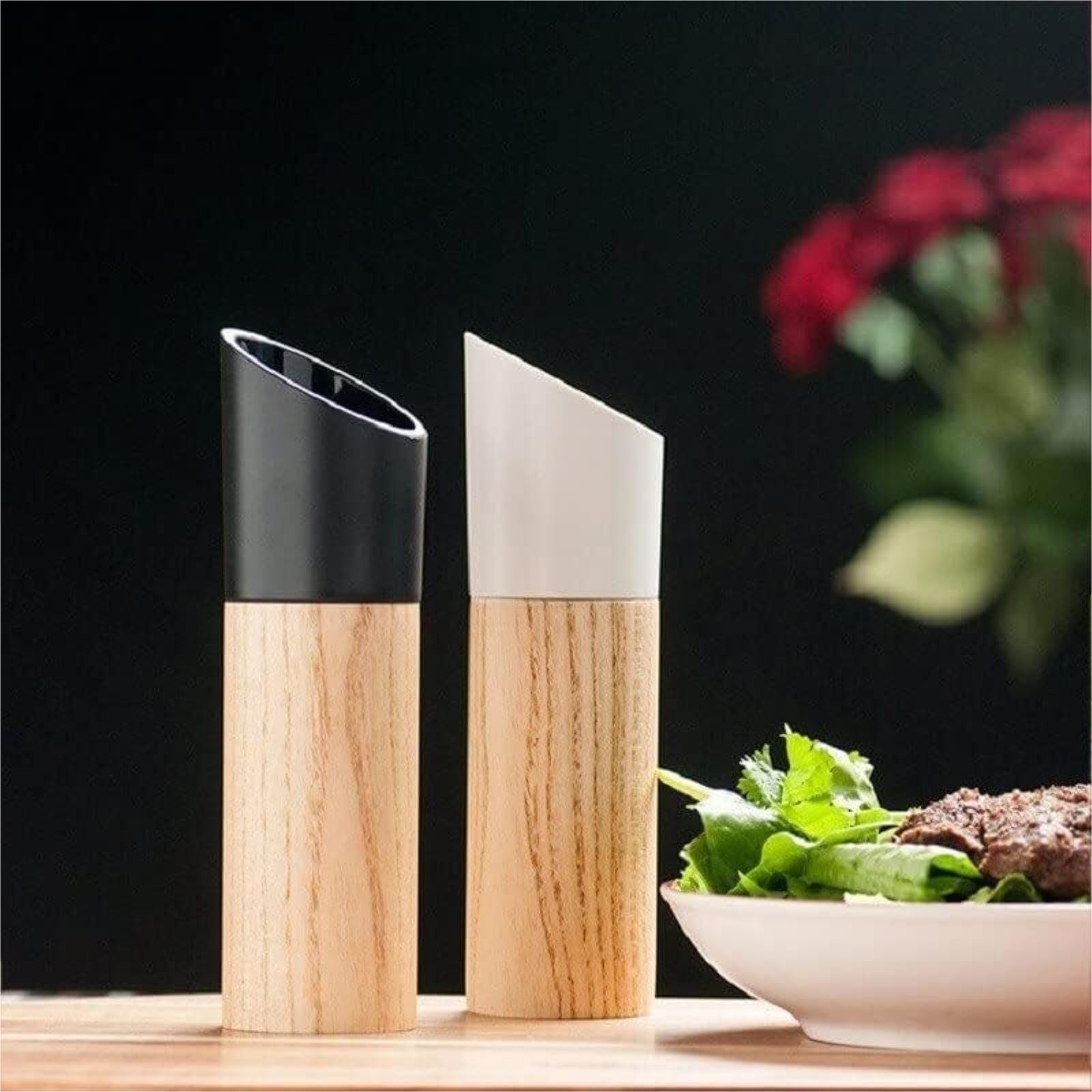 Mühle Für Salz Pfeffer Salz- und Pfeffermühlen-Set, Salz- und Pfeffermühlen-Set aus Holz, nachfüllbare Pfeffer-Gewürzmühlen Gewürzmühlen Küche