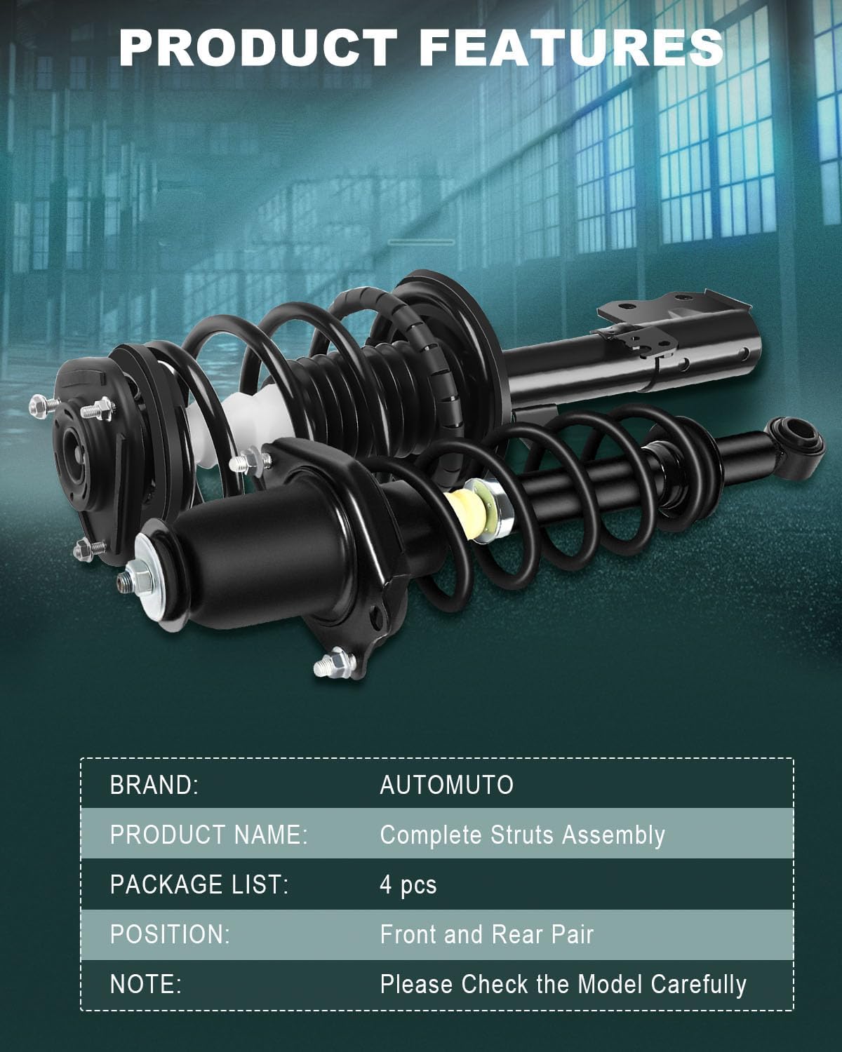 AUTOMUTO Strut Spring Assembly Front Rear Struts Shock Absorber Fit for 2004 2005 2006 2007 2008 2009 for Toyota Priusu