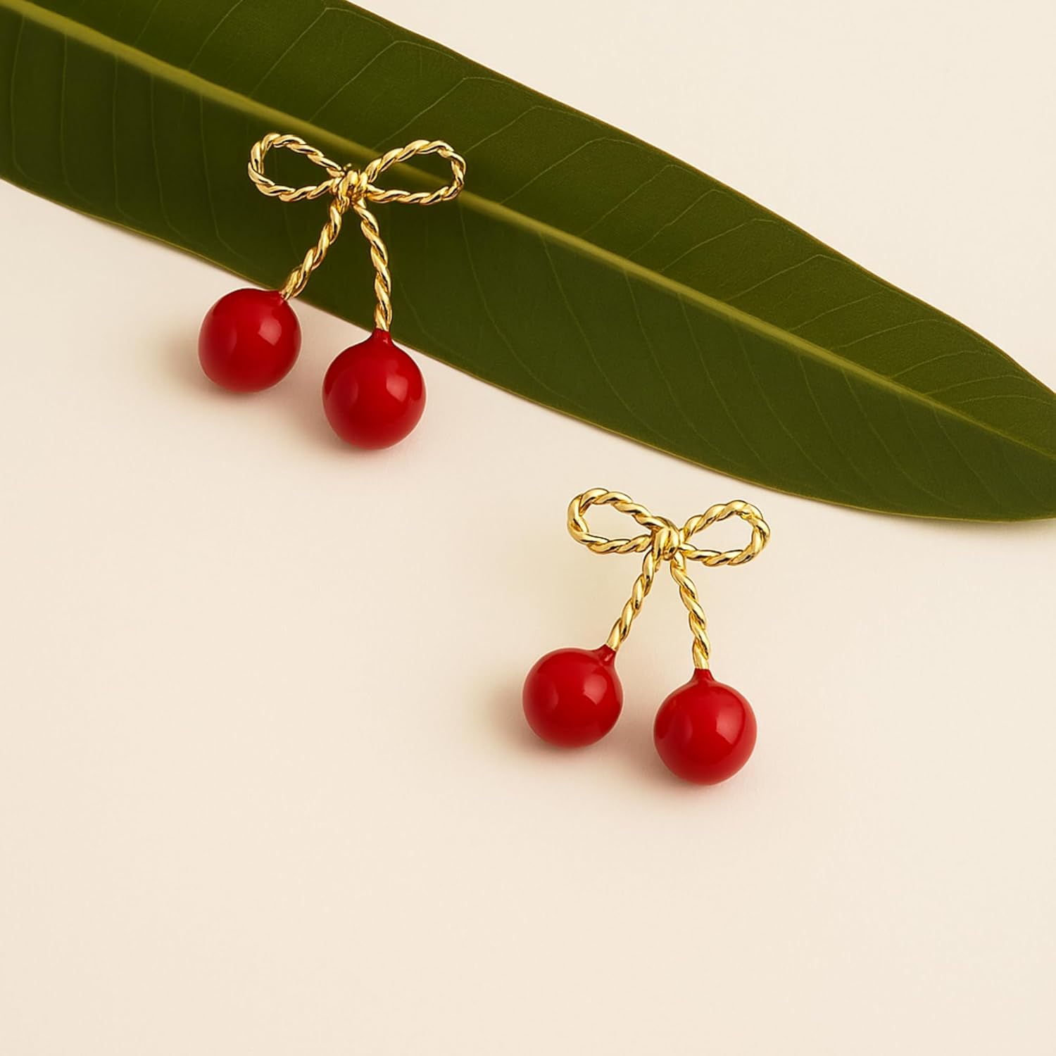 Cherry Dangle Earrings for Women, Cute Red Fruit Drop Earrings, Statement Jewelry, Fun and Quirky Gifts, Lightweight Gold Fruit Accessories - Image 8