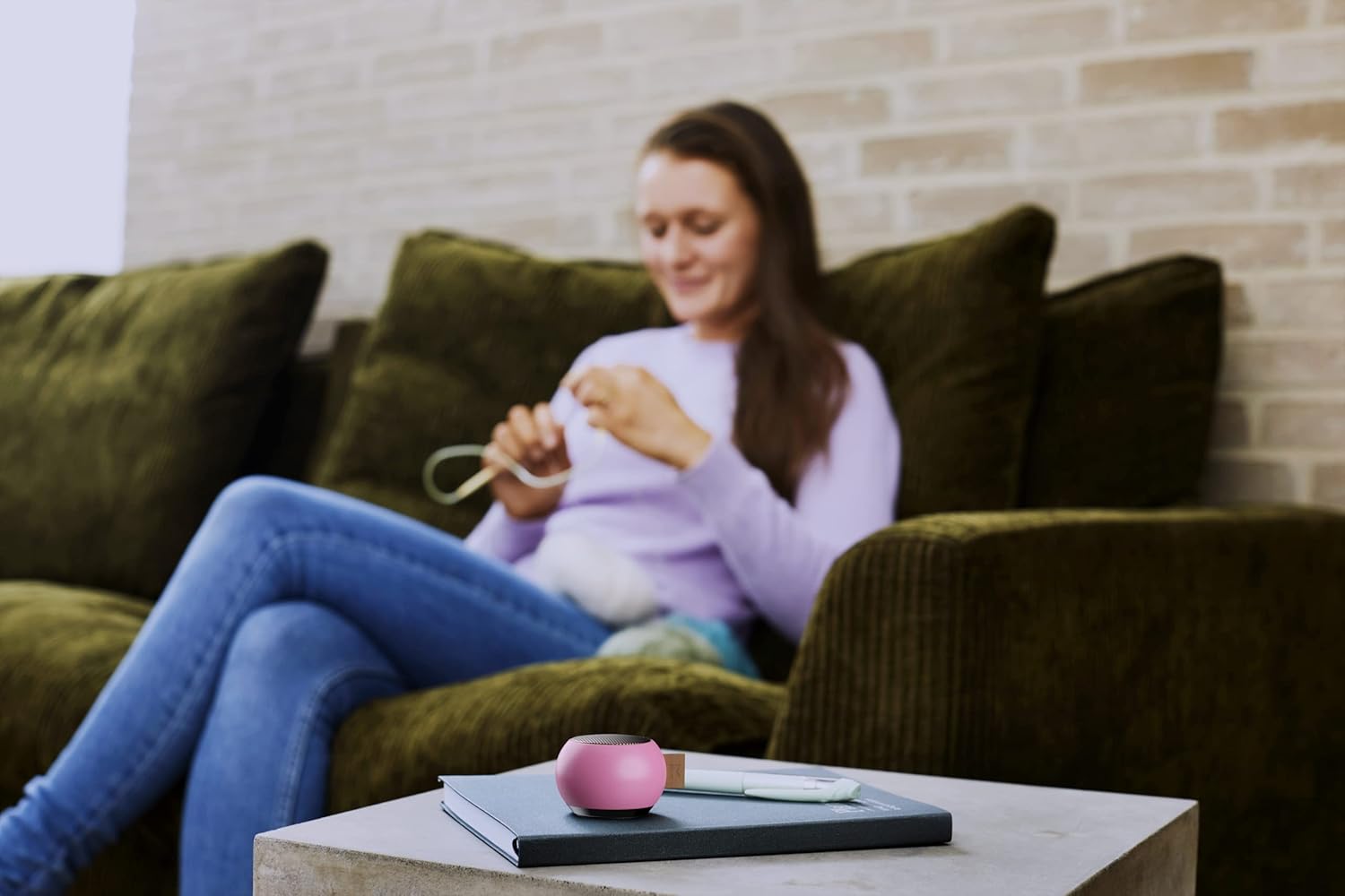 KREAFUNK aGO mini Portable Bluetooth Speaker, Water Resistant (IPX5), Up to 12 Hours of Wireless Play, Stereo Sound, Wireless Speaker for Indoor and Outdoor (Pink)