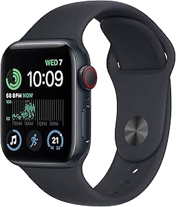 Apple Watch SE (2nd Gen) (GPS + Cellular 40mm) Midnight Aluminum Case with Midnight Sport Band, S/M (Renewed)