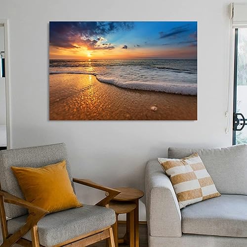 Miniatura 2 de Paisaje marino durante la puesta del sol hermoso paisaje marino natural, lienzo decorativo de pared, cuadros para dormitorio, decoración de pared