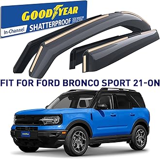 Goodyear Shatterproof in-Channel Window Deflectors for Ford Bronco Sport 2021-2026, Rain Guards, Window Visors for Cars, Vent Deflector, Car Accessories, 4 pcs - GY008094
