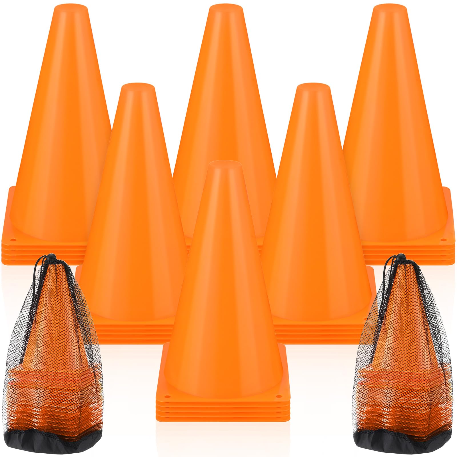 Leelosp 48 Pack 7 Inch Plastic Traffic Coni Agility Field Marker Soccer Cone Safety Coni Sports Training Conos for Skating Basketball Football Practice Drills Themed Party Decor