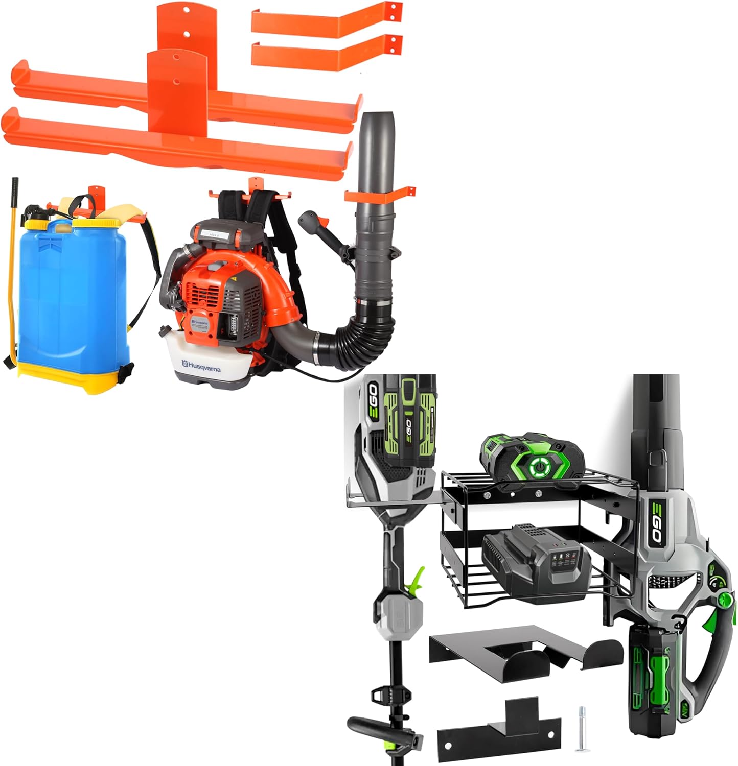 2PCS Backpack Blower Hanger & 1PCS Garden Tool Rack
