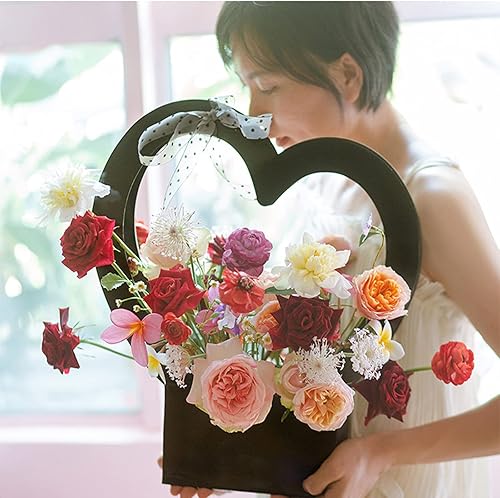 Miniatura 3 de DAWN FLAME 4 piezas portátil impermeable bolsa de arreglo de flores, caja de arreglos de flores, bolsa de papel de envoltura de ramo de cumpleaños,