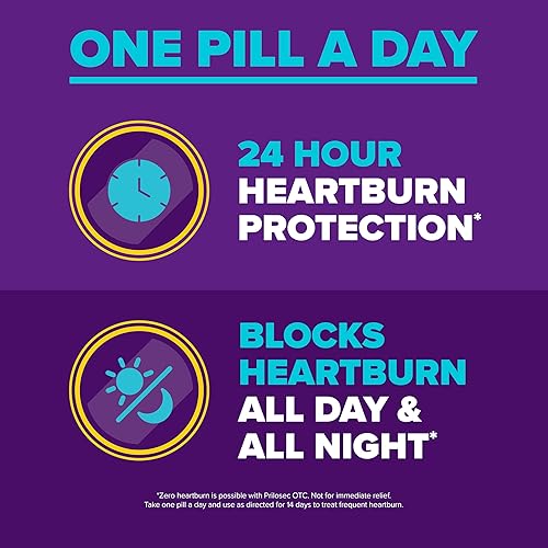 Miniatura 3 de Prilosec OTC, omeprazol liberación retardada 20 mg, reductor de ácido, trata la acidez estomacal frecuente para alivio de 24 horas, todo el día,