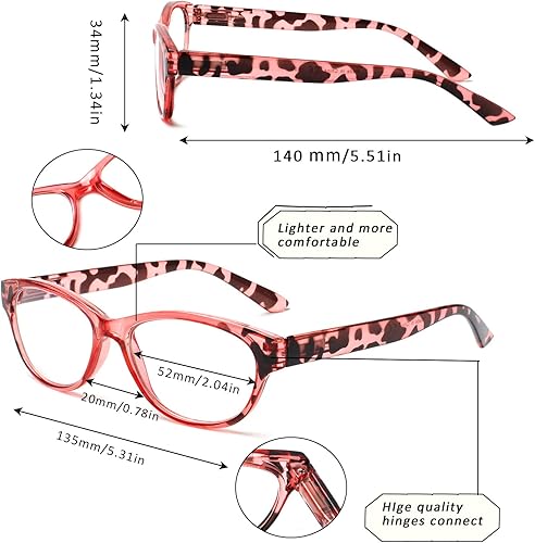 Miniatura 2 de SIGVAN 5 pares de lentes de lectura con diseño de ojo de gato para mujer, con bloqueo de luz azul, bisagra de resorte, estampado de moda para mujer