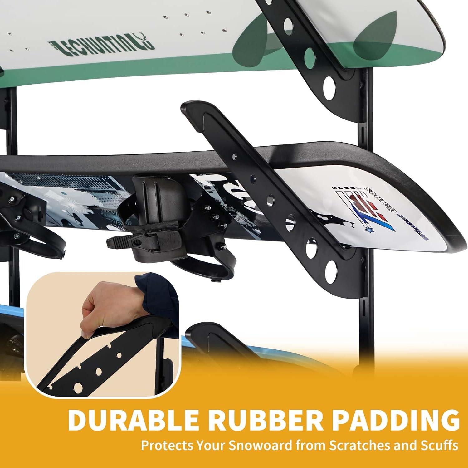 Snowboard Wall Racks, Adjustable Storage Rack for Ski, Surfboard, Wakeboard, Snowboard Wall Mount Display, White/Black - Image 5