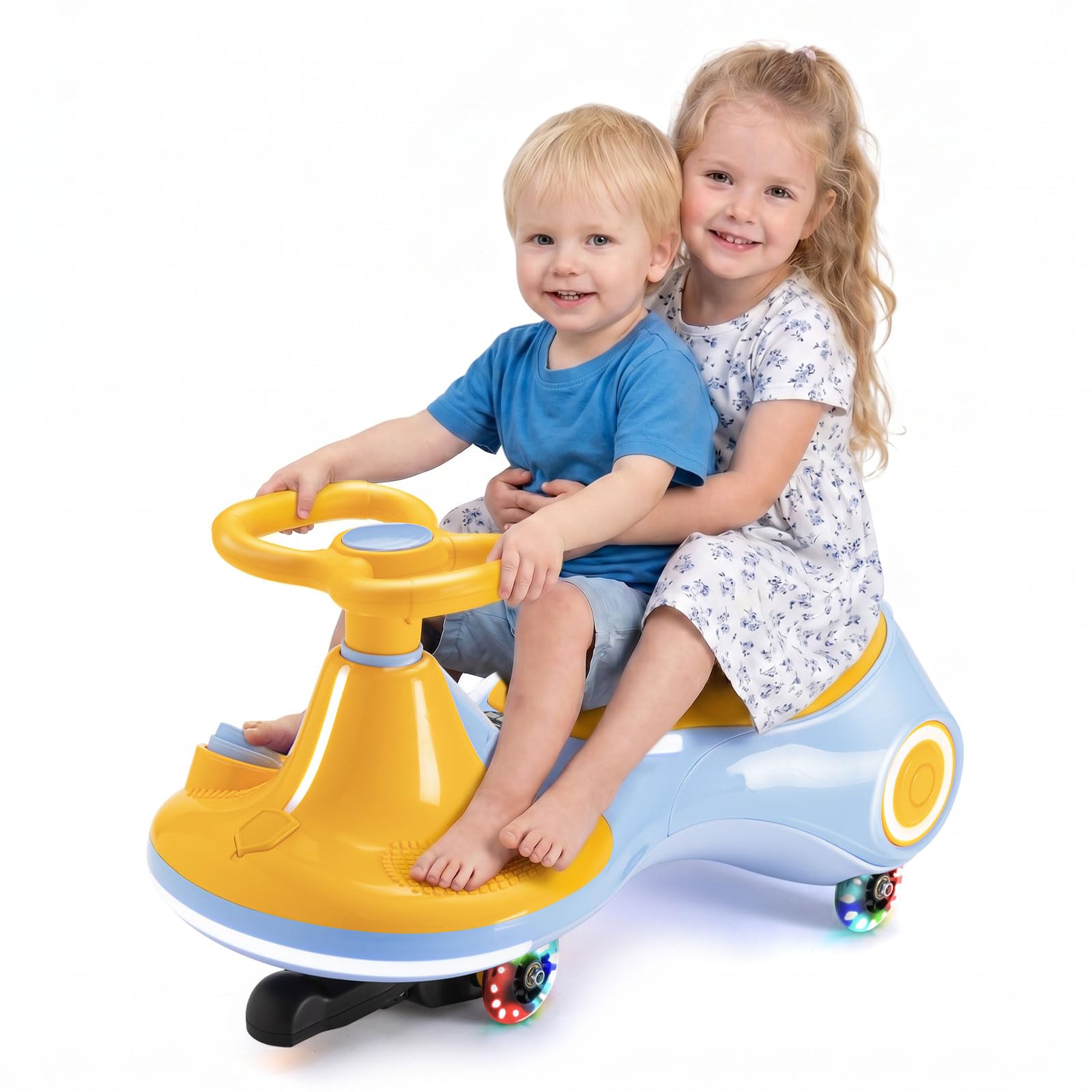 DollarDash 12V Electric Wiggle Car for Kids, 3-in-1 Ride on Toy with Pedal, Wiggle Scooter with Flashing Wheels, Easy Assembly Swing Vehicle with Rechargeable Battery for Toddlers Ages 3+, Up to 70kg