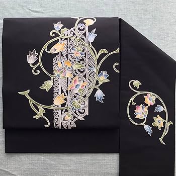 【美品・希少、大正ロマン】凹凸漆糸の織のアール・ヌーヴォー文様☆正絹 名古屋帯 Amazon.co.jp: 正絹 名古屋帯 アール・ヌーヴォー 唐草 草花模様