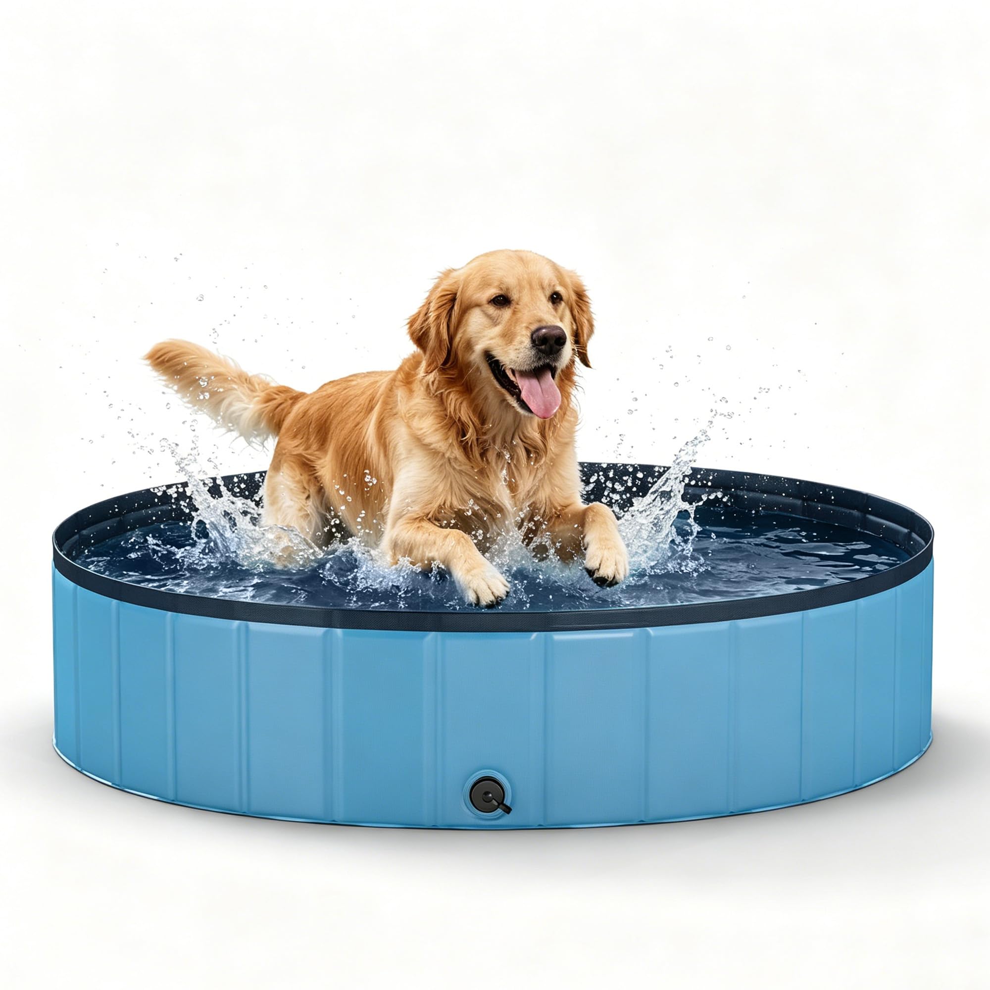 Real relax Dog Paddling Pool, Thickened PVC Non-Slip Dog Bath with 5mm PP Board, Foldable Portable Indoor Outdoor Pet Pool 120 * 30cm