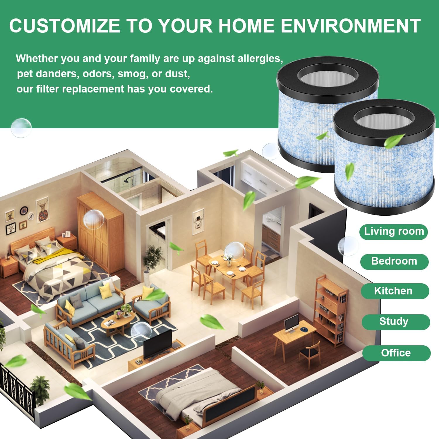 2 Pack MA-01CW Replacement Filter, Compatible with Miko Ibuki Air Purifier C102, H13 True HEPA - Image 6