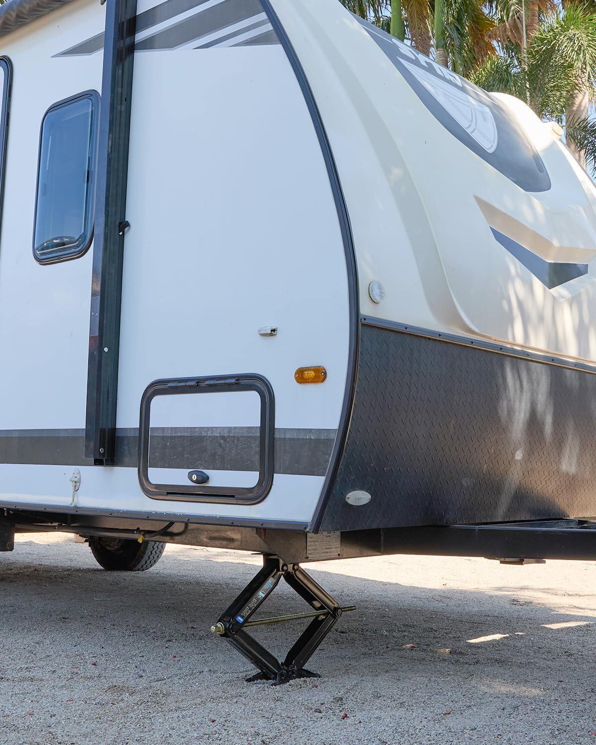 kohree 7500lbs rv stabilizer leveling scissor jacks 24" for travel trailer camper, set of 2, heavy duty rv stabilizer jacks kit with crank handle and drill bit, black 2 pack - 7500lbs