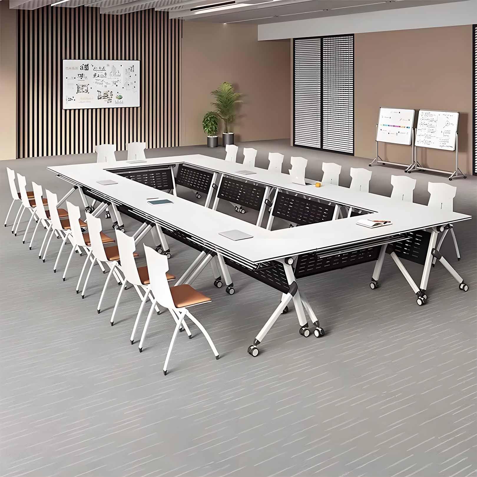 Tavolo da conferenza pieghevole con ruote bloccabili, postazione di lavoro modulare per riunioni e collaborazione, ideale per casa, ufficio, studio e spazi flessibili