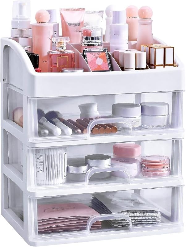 Organizador de maquiagem Simbuy com 3 gavetas, branco