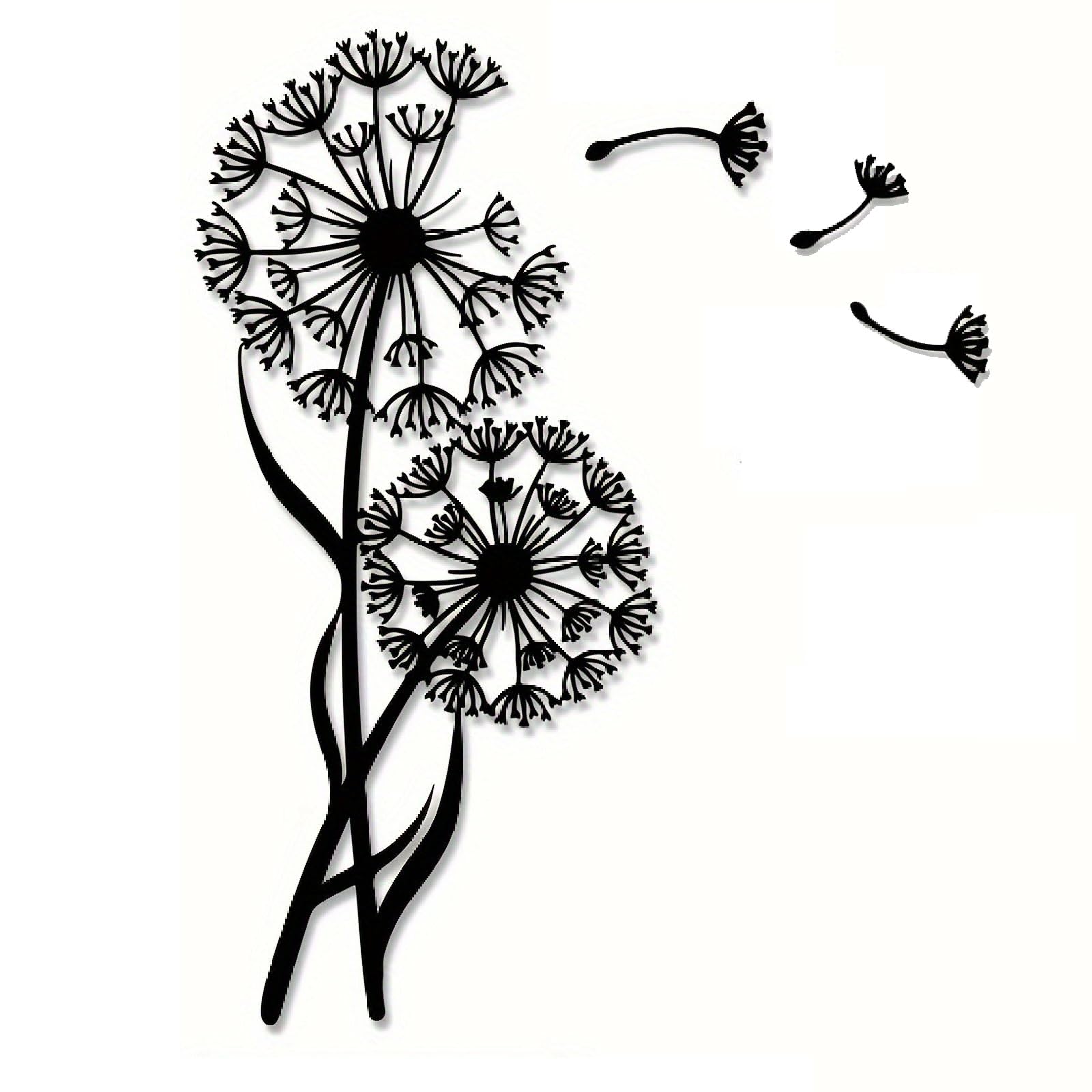 Qwertyui Girls One Color 4Pcs Dandelion Flower Metal Wall Art Decor, Creative Unique Sculptural Wall Hanging Home Decor For Living Room Kitchen Decor, Ideal Housewarming
