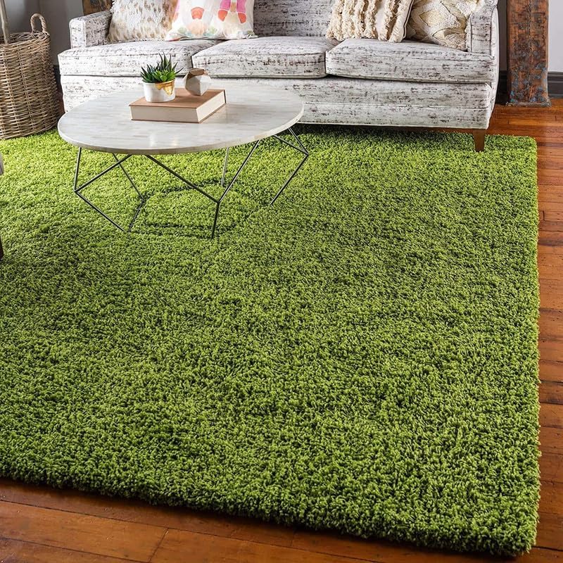 Image of TRANQUIL Polyester Fluffy Fur Rug Shaggy Modern Carpet for Living Room, Bedroom, Guest Room, Kids Room (6x9 Feet, Green)