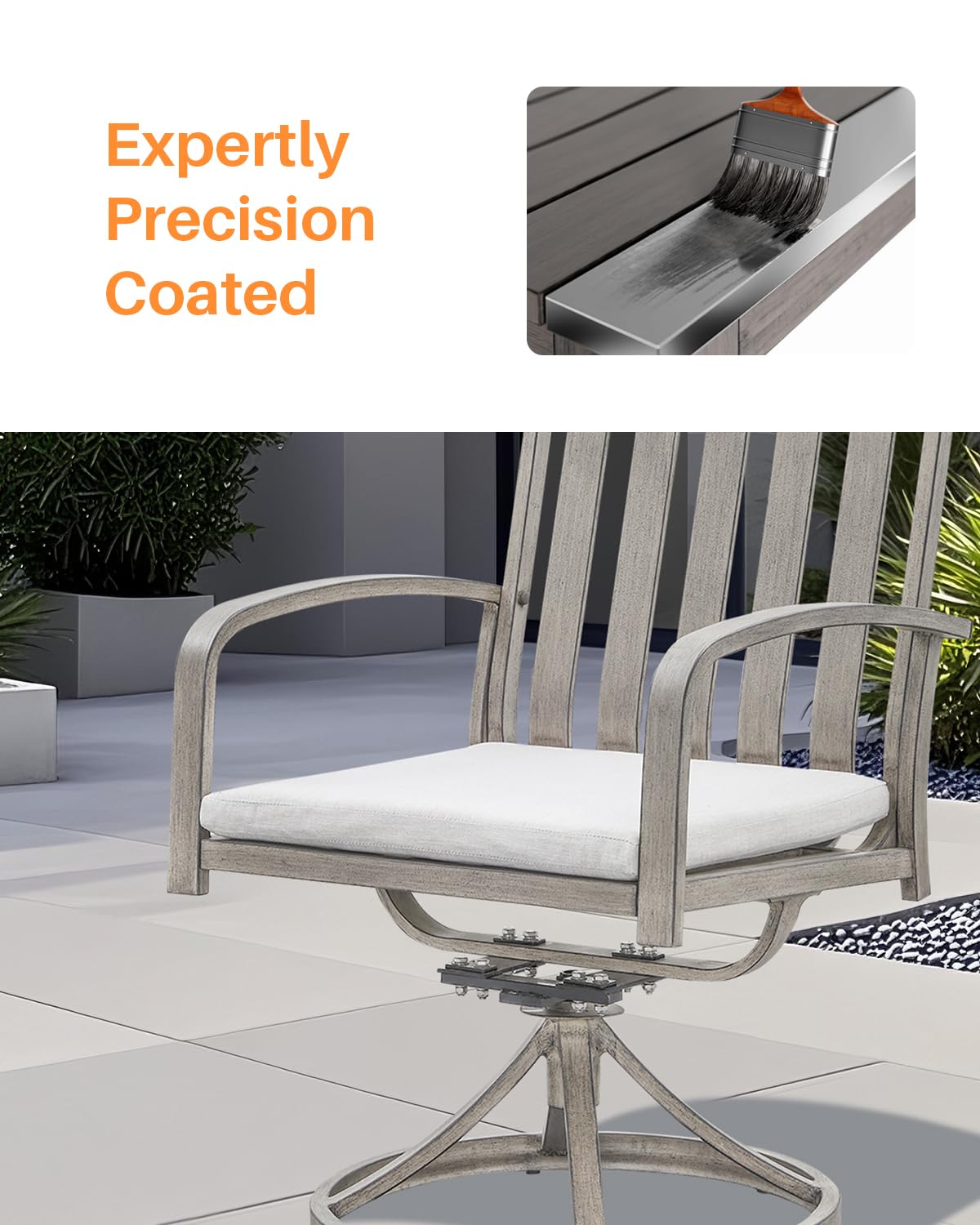 Juego de comedor al aire libre de 9 piezas, juego de comedor de aluminio de roble limado con sillas giratorias, juego de mesa y sillas de patio para todo tipo de clima para 8 personas con 7