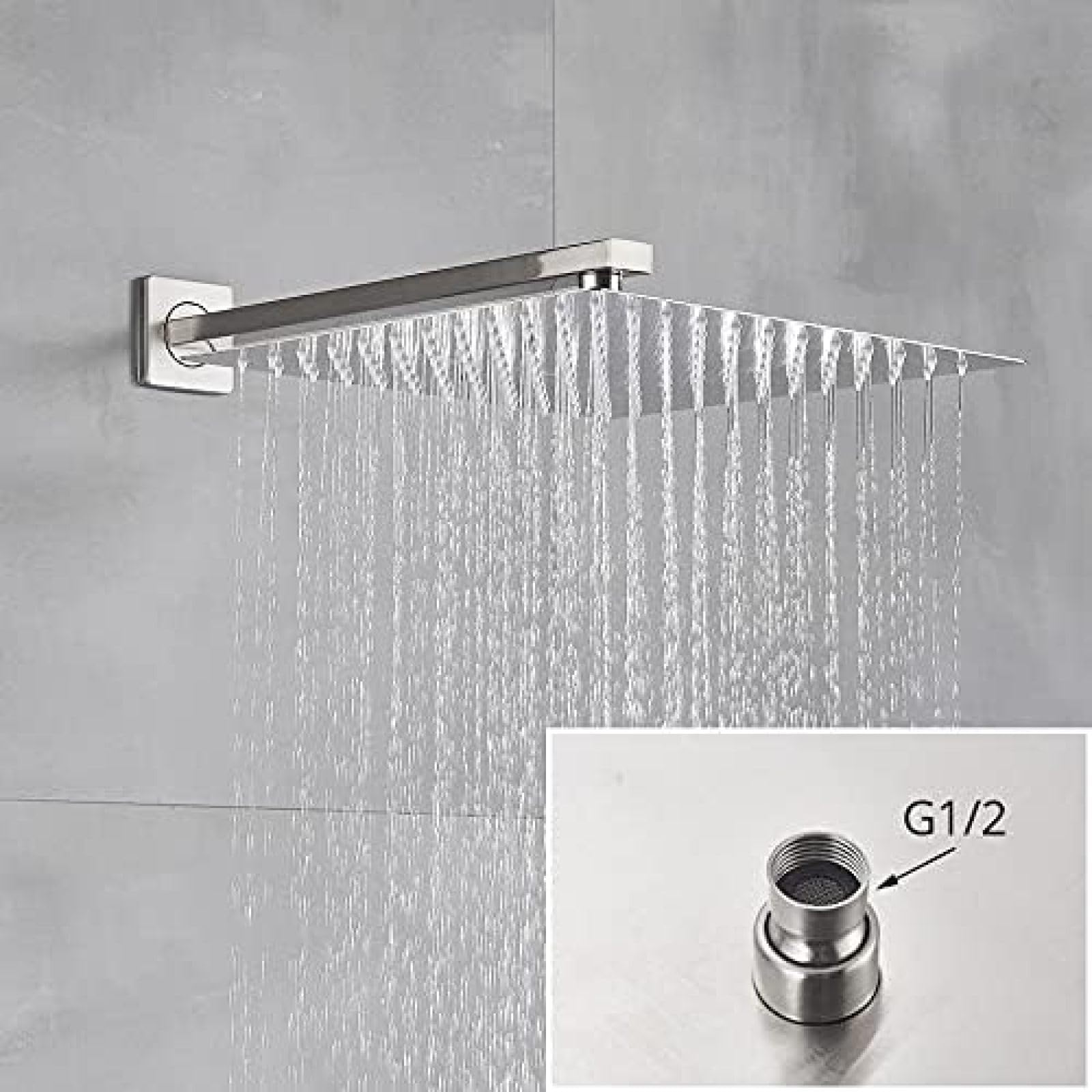 System Natryskowy Rain Shower Ścienny Z Niklowanym Wykończeniem, Bateria Wannowa 3-funkcyjnym Zestawem Natryskowym (konfiguracje 10"/16")(12 inch 3)
