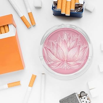 Amazon.co.jp: 灰皿 ガラス灰皿 水の花 ピンクの蓮 ガラス