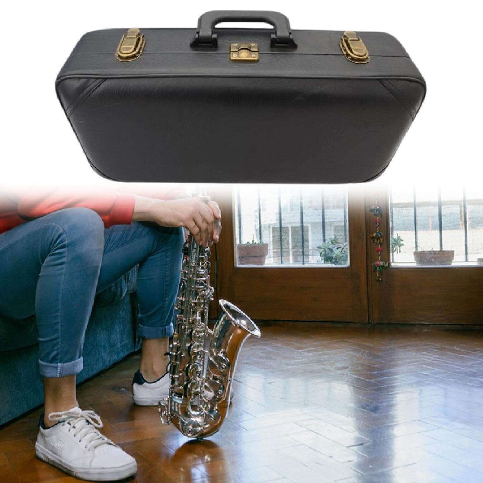 Garende Alto Saxophone Case, PU Leather Portable Wear Resistant Shockproof Saxophone Carrying Case Handheld Bag for Exercise Travel