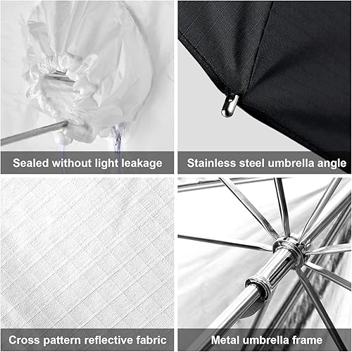 Miniatura 2 de Godox UBL-85S - Paraguas reflectante de 33.5 in, color negro, plateado, para estudio de fotografía, paraguas de luz suave con cubierta difusora