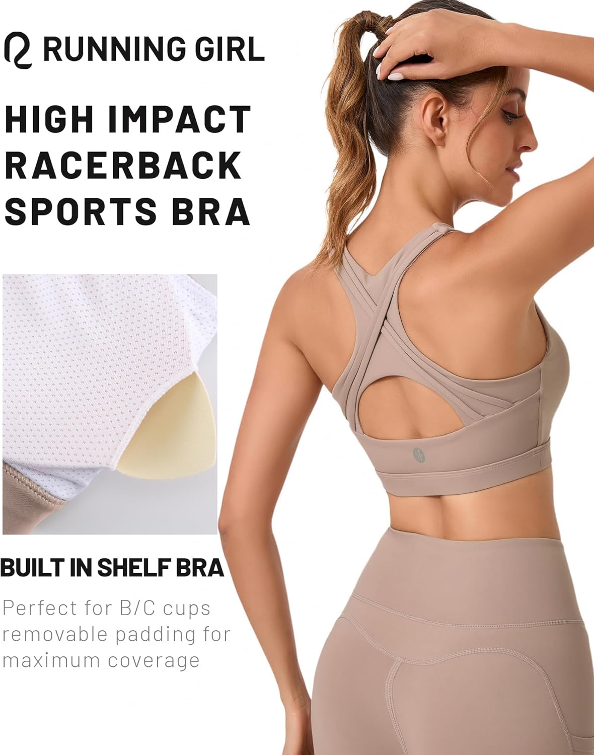 RUNNING GIRL High Impact Sports Bras for Women High Support Women’s Sports Bra Racerback Workout Running Bra - Image 6