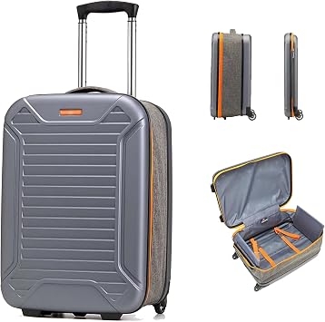 28 Inch Collapsible Carry-on Travel Bag Suitcase Large Cabin Bag, 73*28*47cm Portable Folding Luggage With Retractable Handle Hardshell Scratch Travel Hand Luggage, Space Saving Foldable  Color Ora