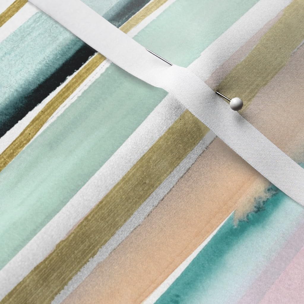 Spoonflower Fabric - Watercolor Horizontal Stripe Pastel Modern Printed on Satin Fabric by The Yard - Sewing Lining Apparel Fashion Blankets Decor