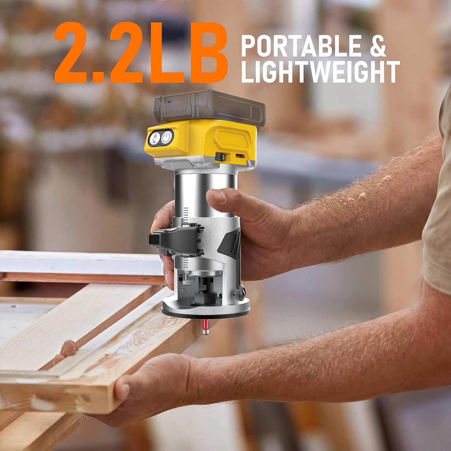Cordless Router Compatible with DeWalt 20V Battery(No Battery) 600W Brushless Wood Router, 5-Speed Control, Depth Adjustment, Edge & Roller Guide, Router Bits