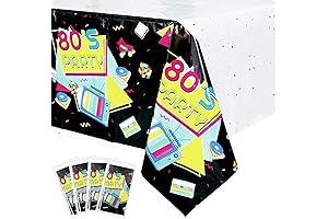 80's Flashback Tablecloth 4-Pack: The Ultimate Throwback Party Essential