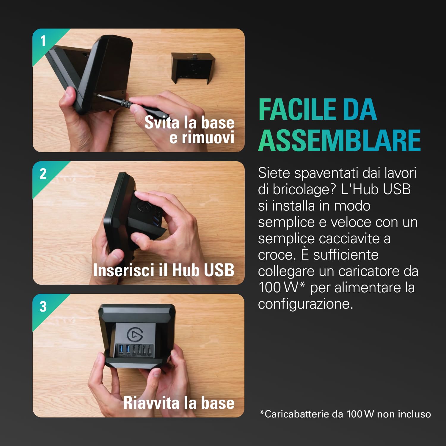 Elgato USB Hub – per Stream Deck +, 2 Porte USB-C/2 Porte USB-A, Alimentazione, Lettore di schede SD/microSD – USB-C, Mac/PC, Stream Deck e Alimentatore Non Incluso