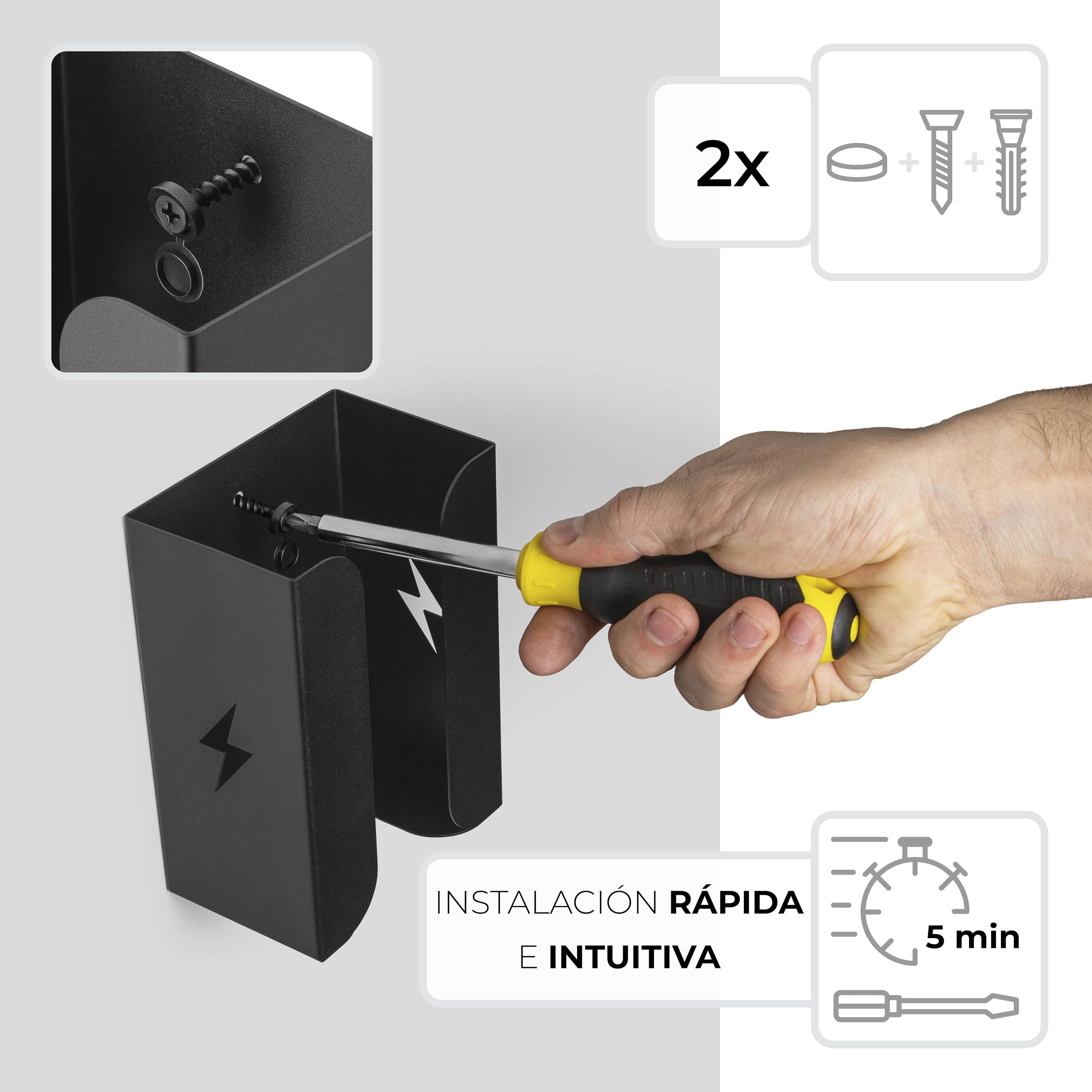 Metalowy naścienny uchwyt ładowarki do samochodu elektrycznego • Przenośna podstawa skrzynki sterowania EV typu Box • Wieszak i hak do kabla ładującego Typ 2 • Przenośna ładowarka EV Tryb 2