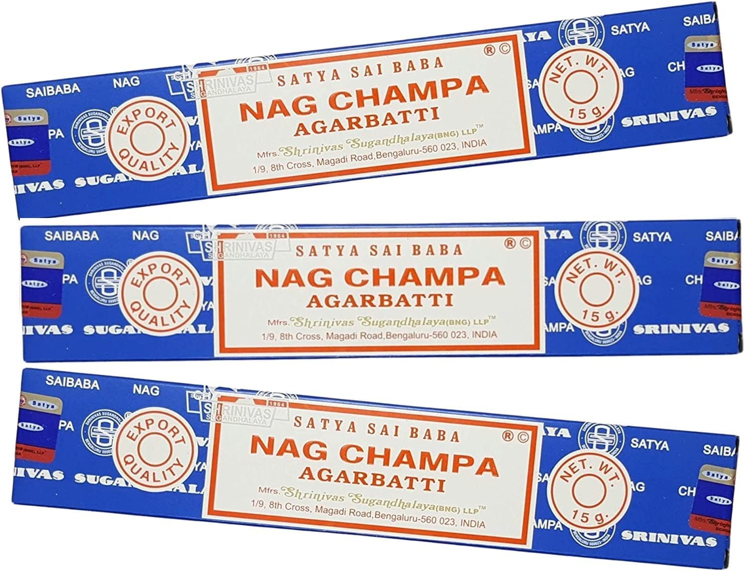 Satya Nag Champa 15grams x 3 Packs Incense Sticks with Giftbrit Incense Sticks Holder for Positivity, Meditation, Relaxation, Yoga, Healing