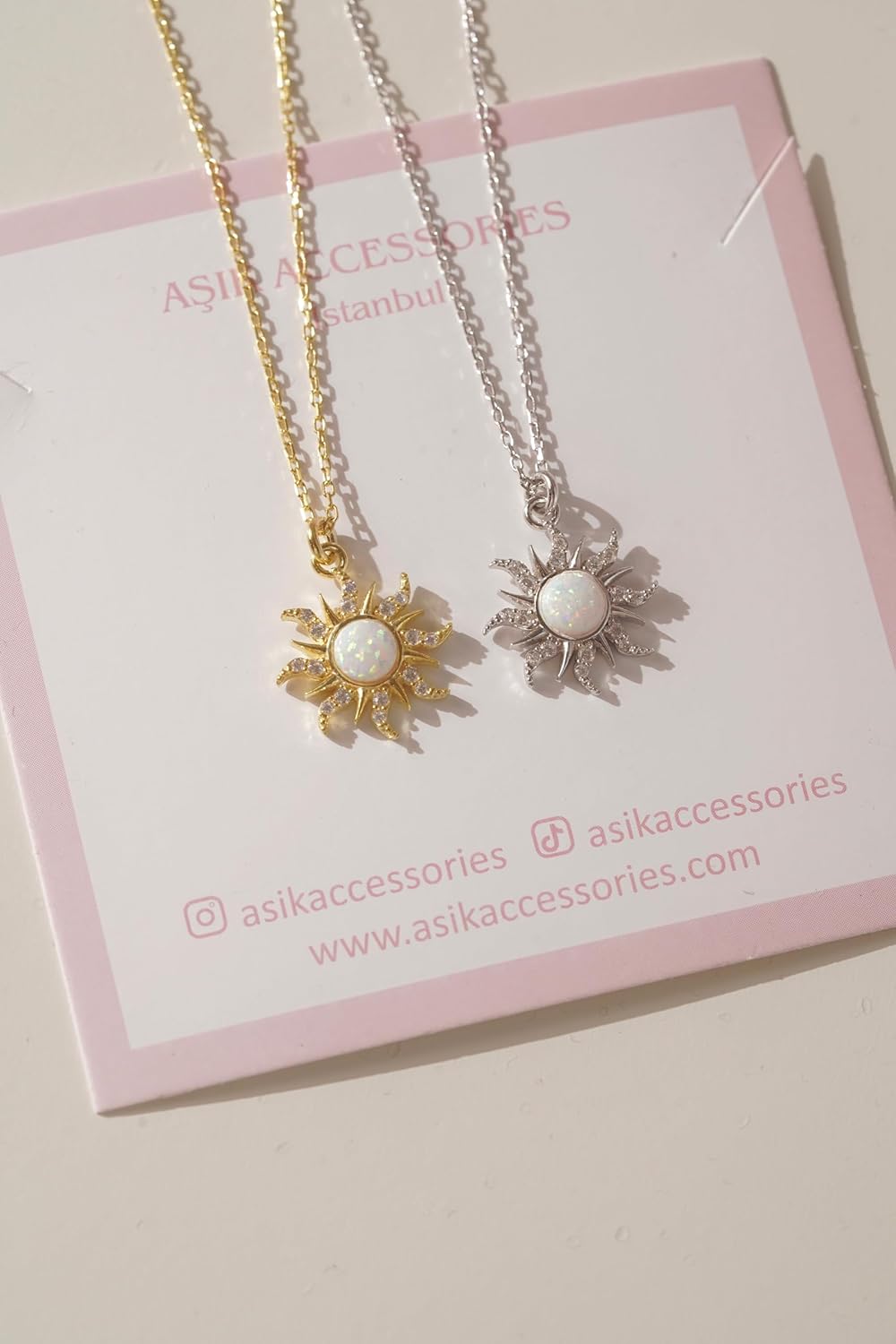 ASIK ACCESSORIES 925 Sterling Silver Sun Necklace-Tangled Necklace - Lost Princess -Cosplay Jewelry -Princess Necklace-Princess Crown Necklace -TANGLED SUN NECKLACE-Opal Stone Necklace