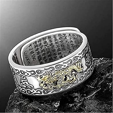 FENG Shui PIXIU MANI Mantra Protection Wealth Ring for Women Men Gift