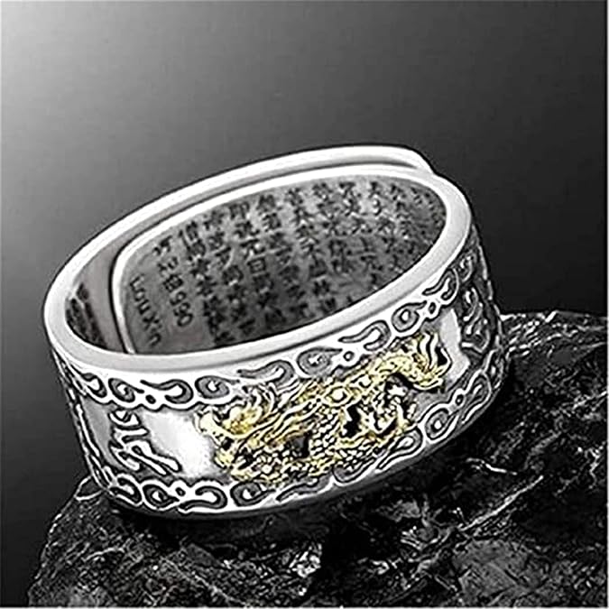 FENG Shui PIXIU MANI Mantra Protection Wealth Ring for Women Men Gift