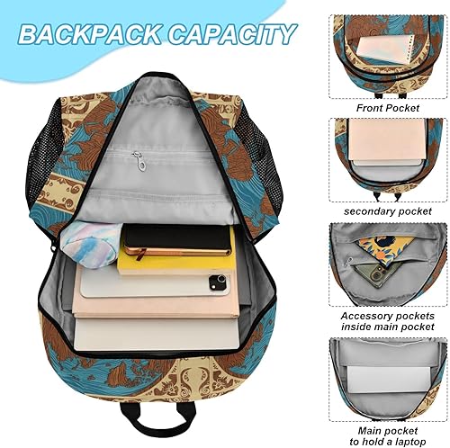 Miniatura 4 de Mochila de mapa del mundo antiguo para la escuela con bolsa de almuerzo Mochila escolar para niños con lonchera 10-12 mochilas y loncheras escolares
